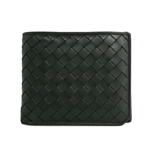 Bottega Veneta Intrecciato Piccolo Bifold Wallet Calf Leather Black Billfold
