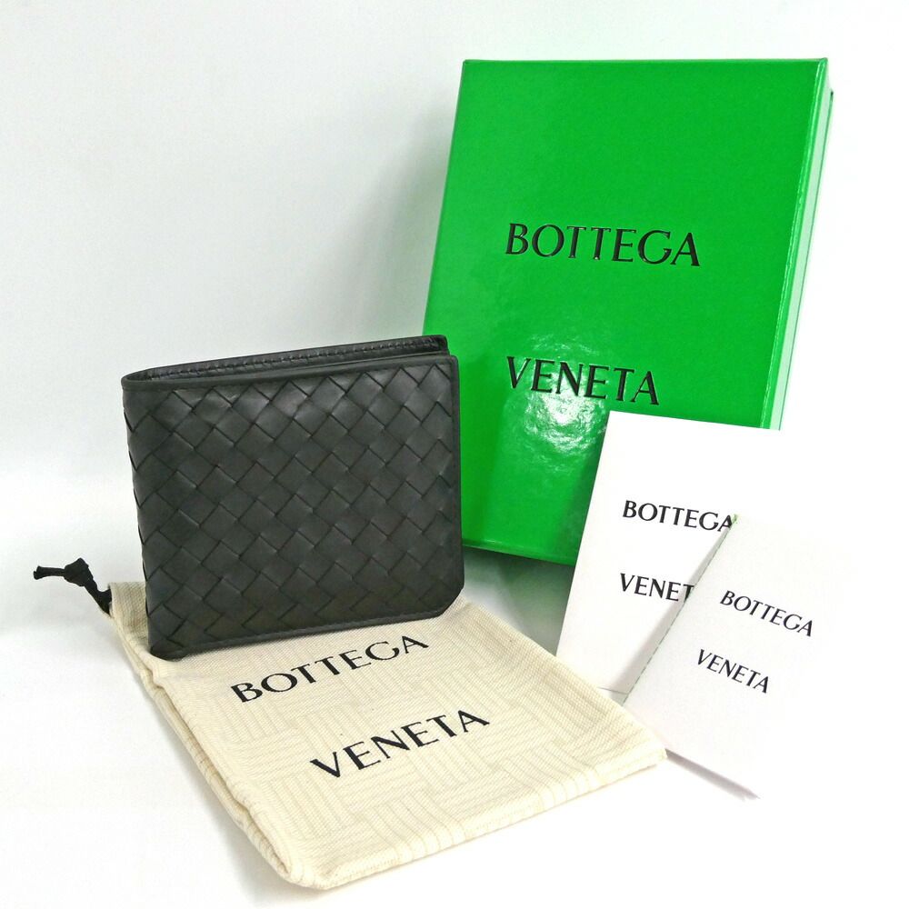 Bottega Veneta Intrecciato Piccolo Bifold Wallet Calf Leather Black Billfold — view 9