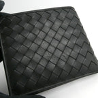 Bottega Veneta Intrecciato Piccolo Bifold Wallet Calf Leather Black Billfold — view 7