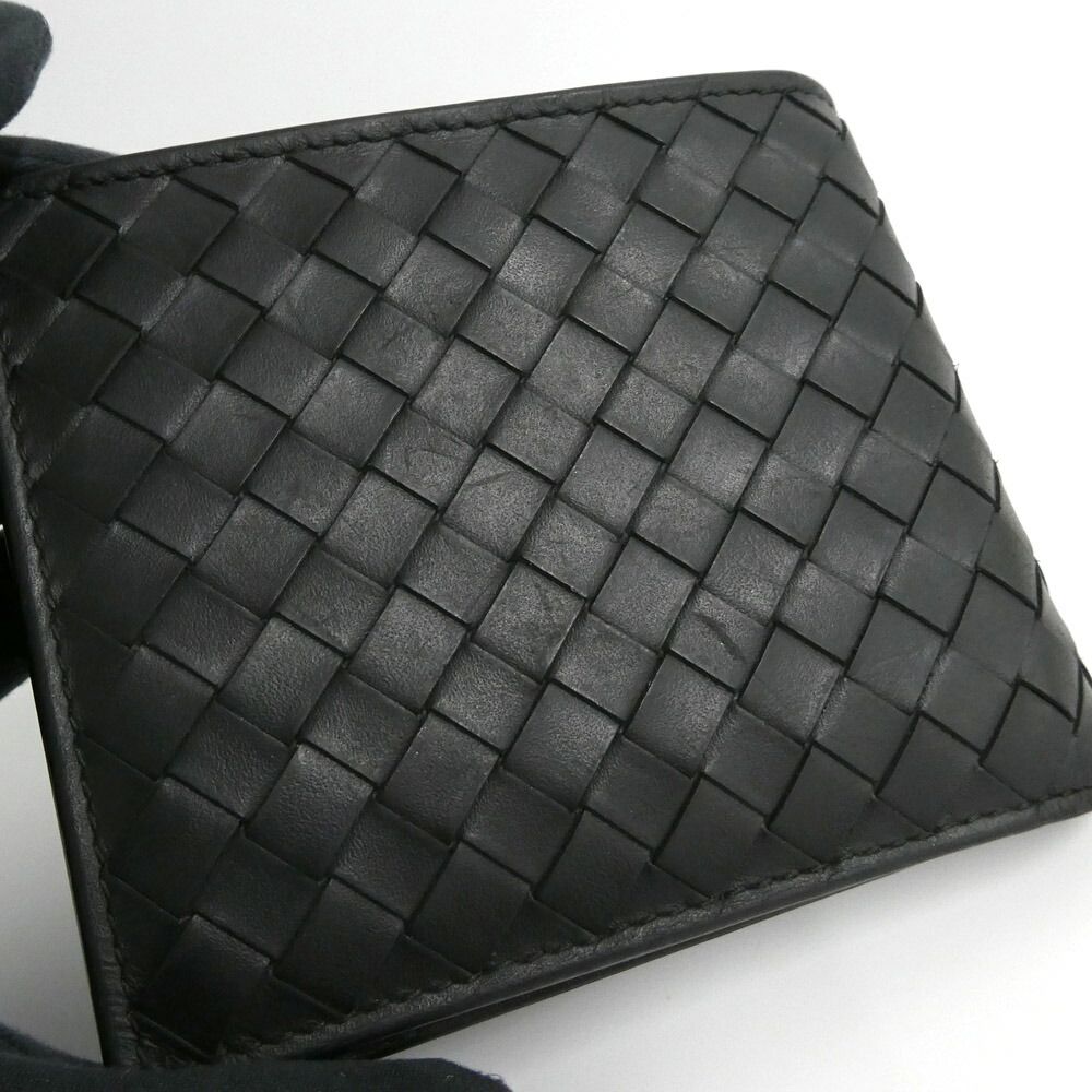 Bottega Veneta Intrecciato Piccolo Bifold Wallet Calf Leather Black Billfold — view 7