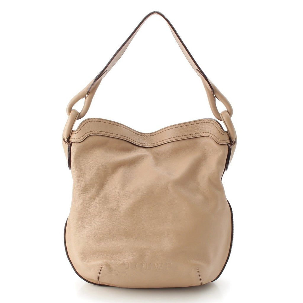 Loewe Switch Small Runner Leather Logo Shoulder Bag Beige