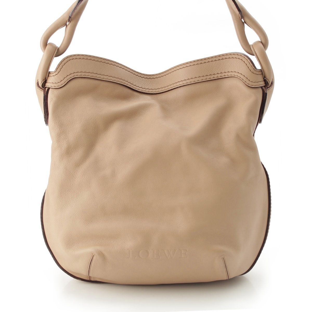 Loewe Switch Small Runner Leather Logo Shoulder Bag Beige — view 2