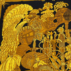 Hermes Carre 90 Armets en Panache Feathered Cavalry Helmet Black Gold Scarf Silk — view 2