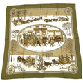 Hermes Scarf Carre 90 Lhiver en Poste Winter Mail Carriage Silk 100% Brown