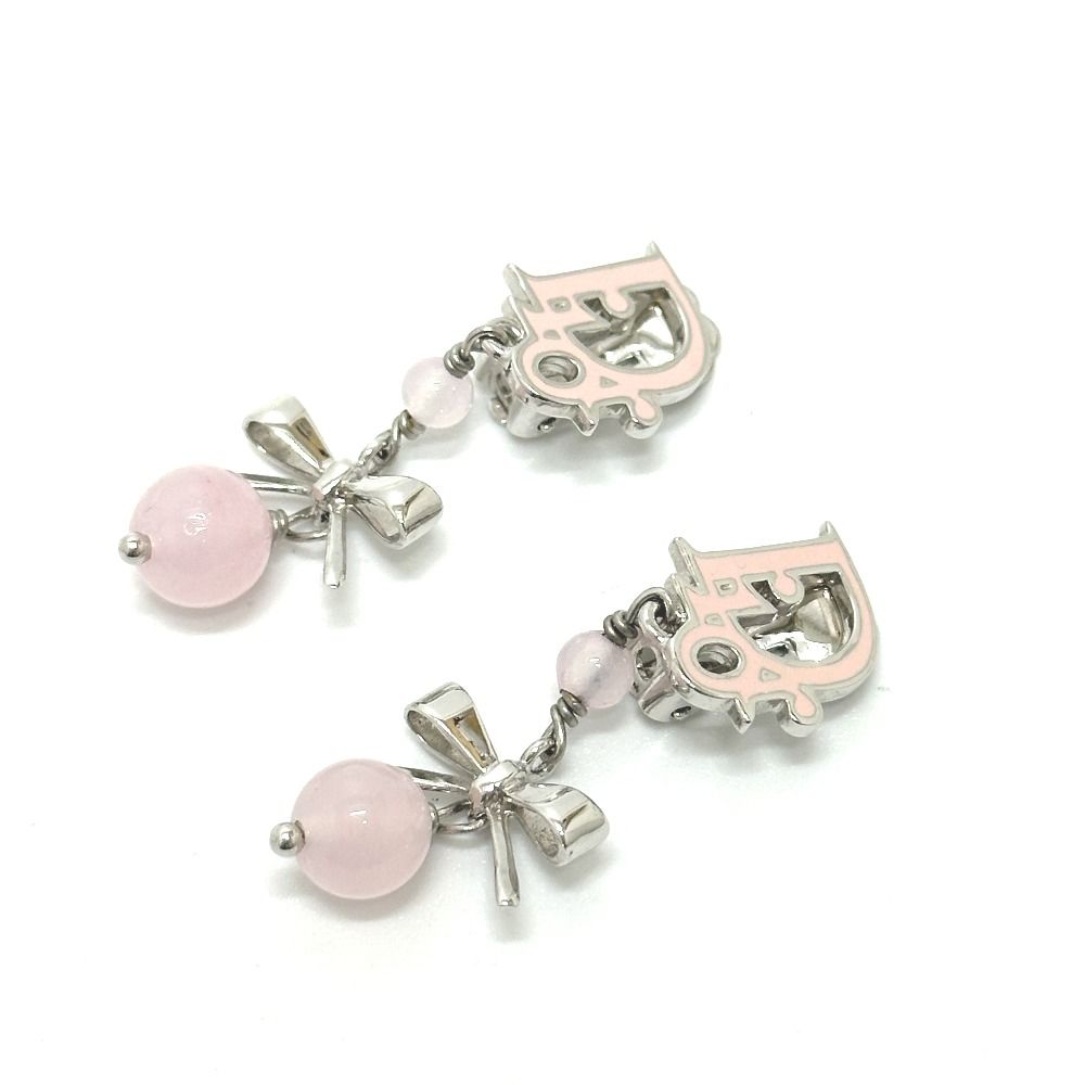 Dior Earrings Logo Ribbon Metal Pink — view 2