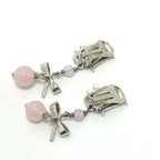 Dior Earrings Logo Ribbon Metal Pink — view 3