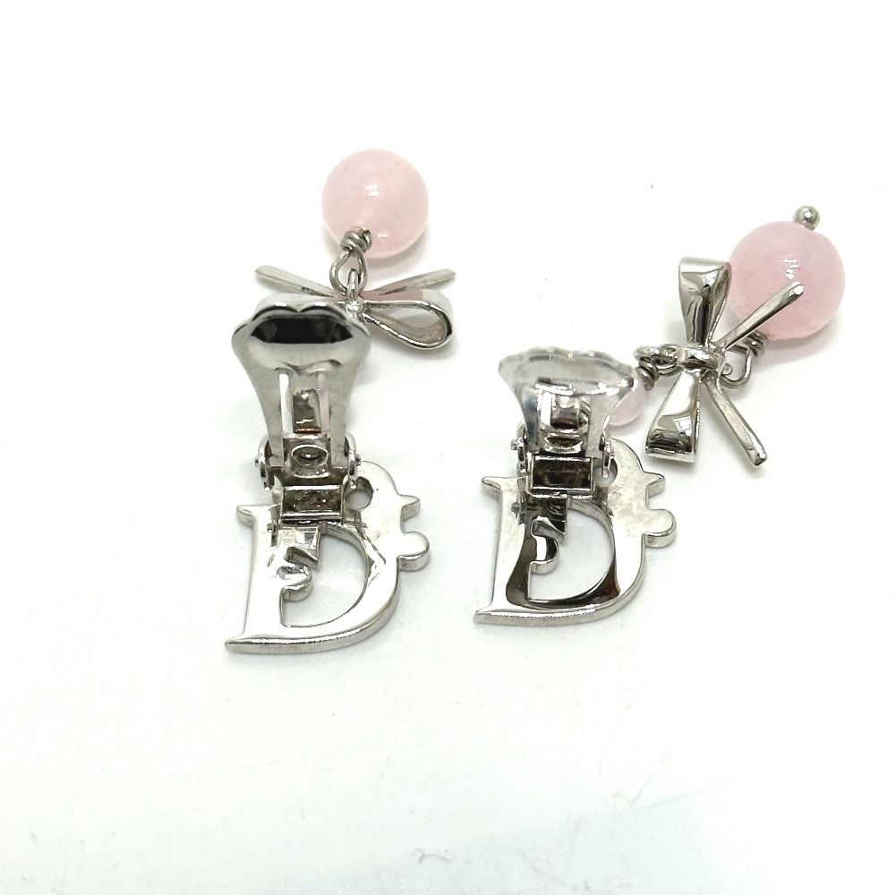 Dior Earrings Logo Ribbon Metal Pink — view 6