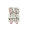 Dior Earrings Logo Ribbon Metal Pink