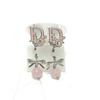 Dior Earrings Logo Ribbon Metal Pink