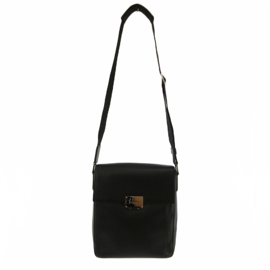 Loewe Crossbody Flap Shoulder Bag Leather Black — view 4