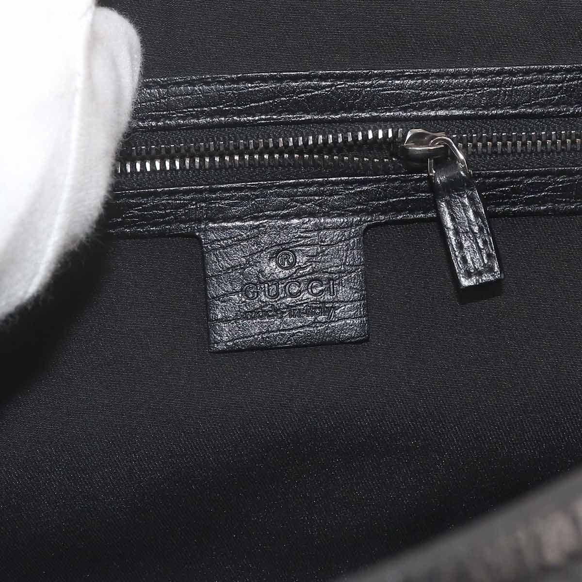 Gucci Banboo Hand Bag GG Canvas Leather Black Silver — view 8