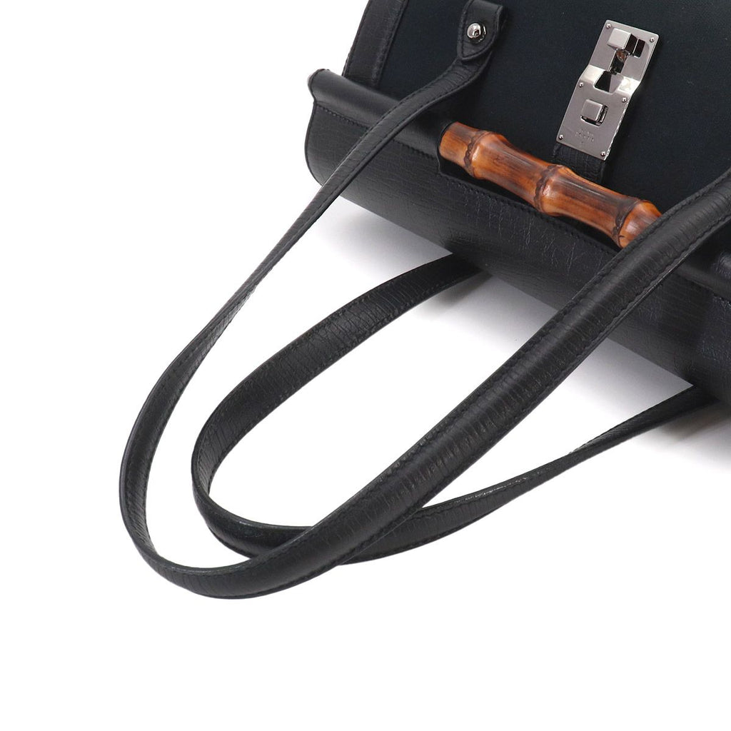 Gucci Banboo Hand Bag GG Canvas Leather Black Silver — view 6