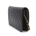 Chanel Quilted Chain Shoulder Bag Lambskin Black Gold Push Lock — view 3