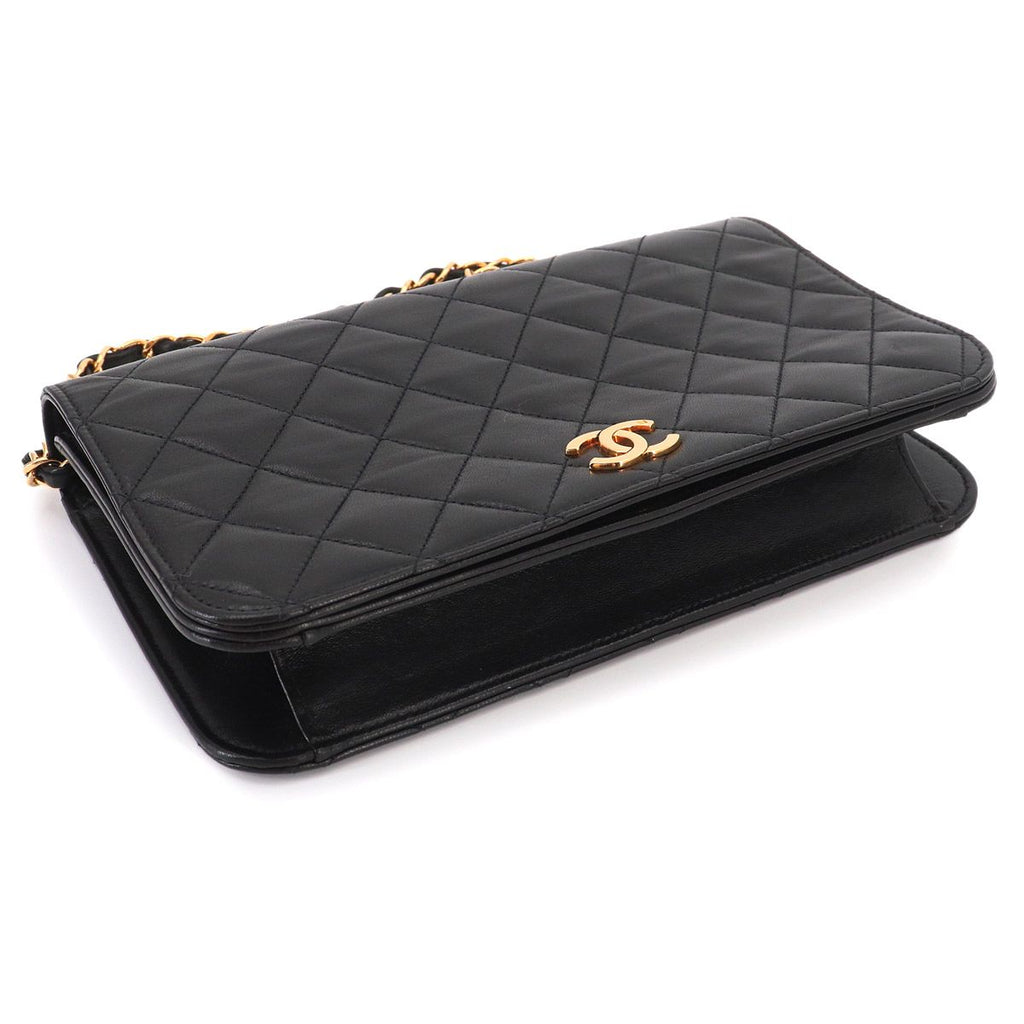 Chanel Quilted Chain Shoulder Bag Lambskin Black Gold Push Lock — view 4
