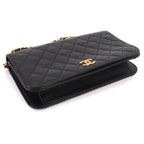 Chanel Quilted Chain Shoulder Bag Lambskin Black Gold Push Lock — view 4