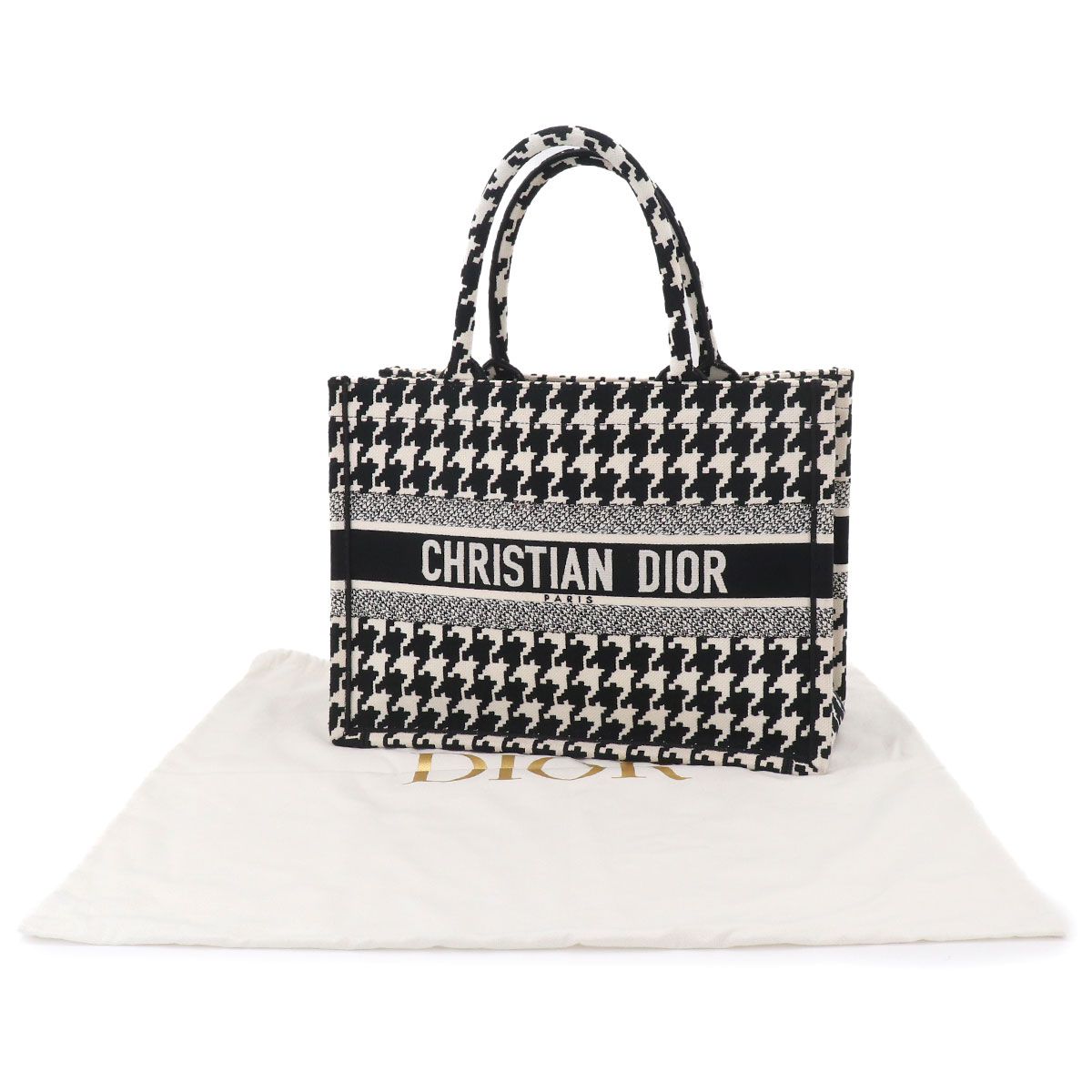 Dior Book Tote Canvas Black Houndstooth — view 2
