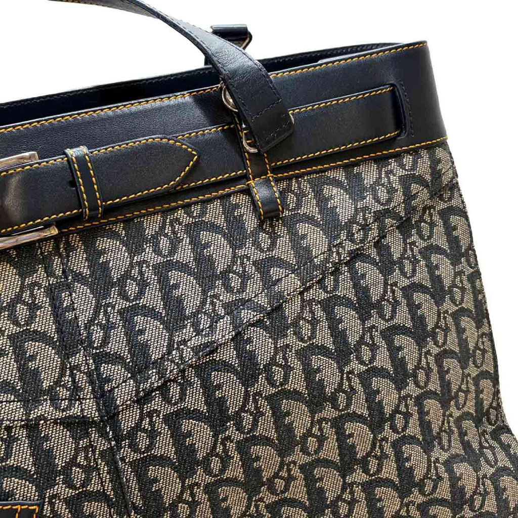 Dior Trotter Tote Canvas Leather Navy Silver — view 8