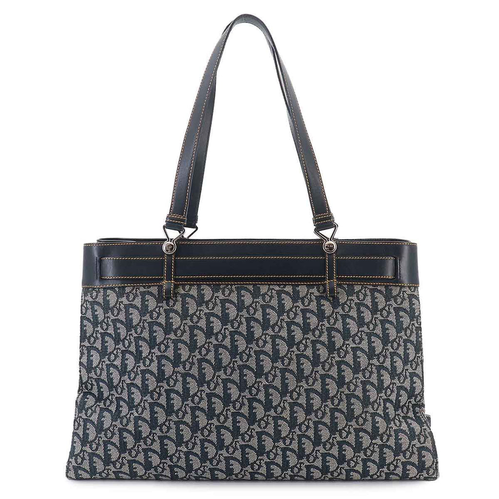 Dior Trotter Tote Canvas Leather Navy Silver — view 2