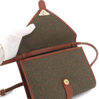 Saint Laurent 2-Way Shoulder Clutch Leather Brown Green Gold — view 6