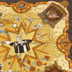 Hermes Carre 90 la Magie Magic Rabbit Pigeon Clown Silk Brown Scarf — view 3