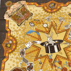 Hermes Carre 90 la Magie Magic Rabbit Pigeon Clown Silk Brown Scarf — view 2