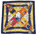 Hermes Carre 90 Carnaval de Venise Carnival of Venice Scarf Silk 100% Blue