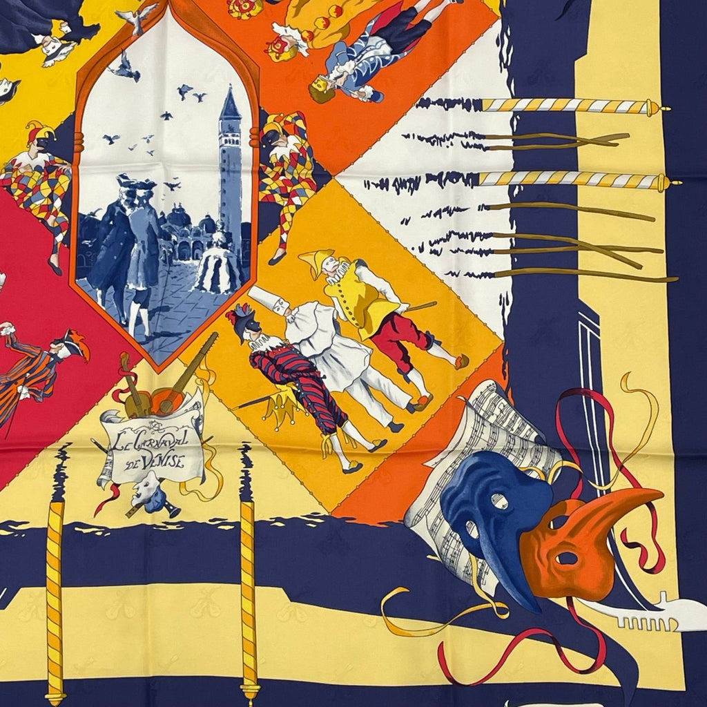 Hermes Carre 90 Carnaval de Venise Carnival of Venice Scarf Silk 100% Blue — view 5