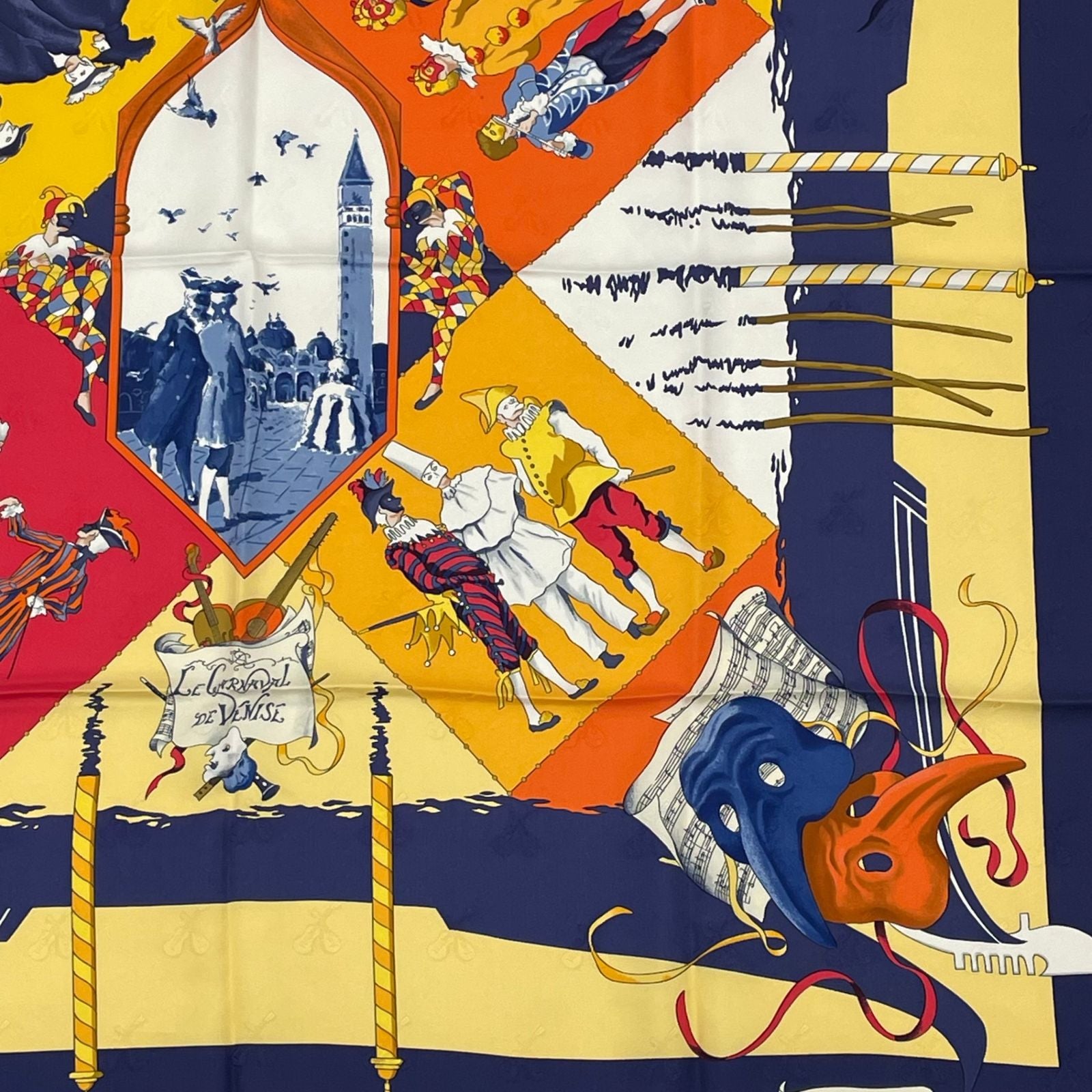 Hermes Carre 90 Carnaval de Venise Carnival of Venice Scarf Silk 100% Blue — view 5