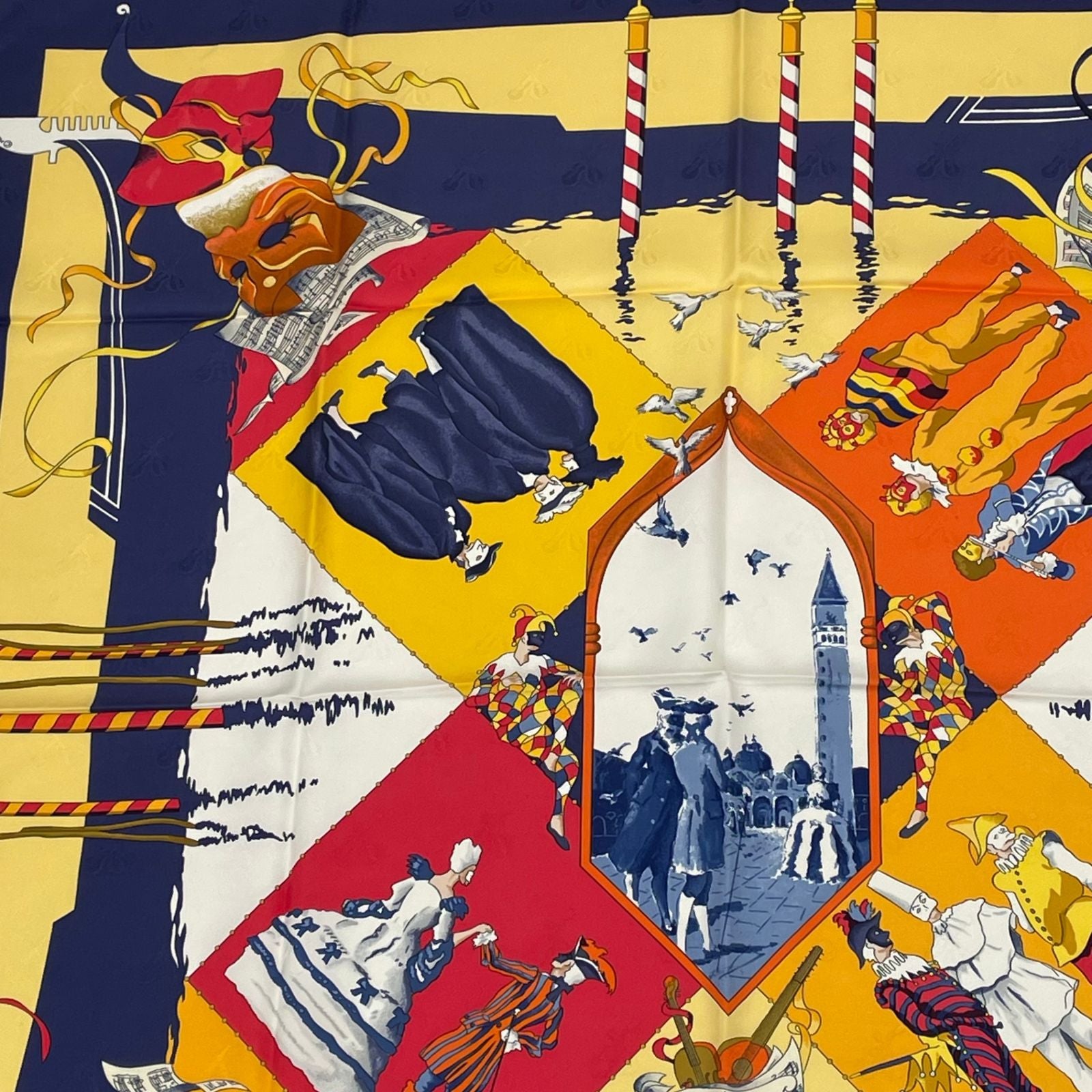Hermes Carre 90 Carnaval de Venise Carnival of Venice Scarf Silk 100% Blue — view 2