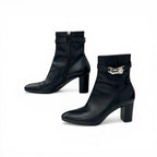Hermes Saint Germain Boots Short Shoes Leather Black Silver Kelly — view 3
