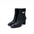 Hermes Saint Germain Boots Short Shoes Leather Black Silver Kelly