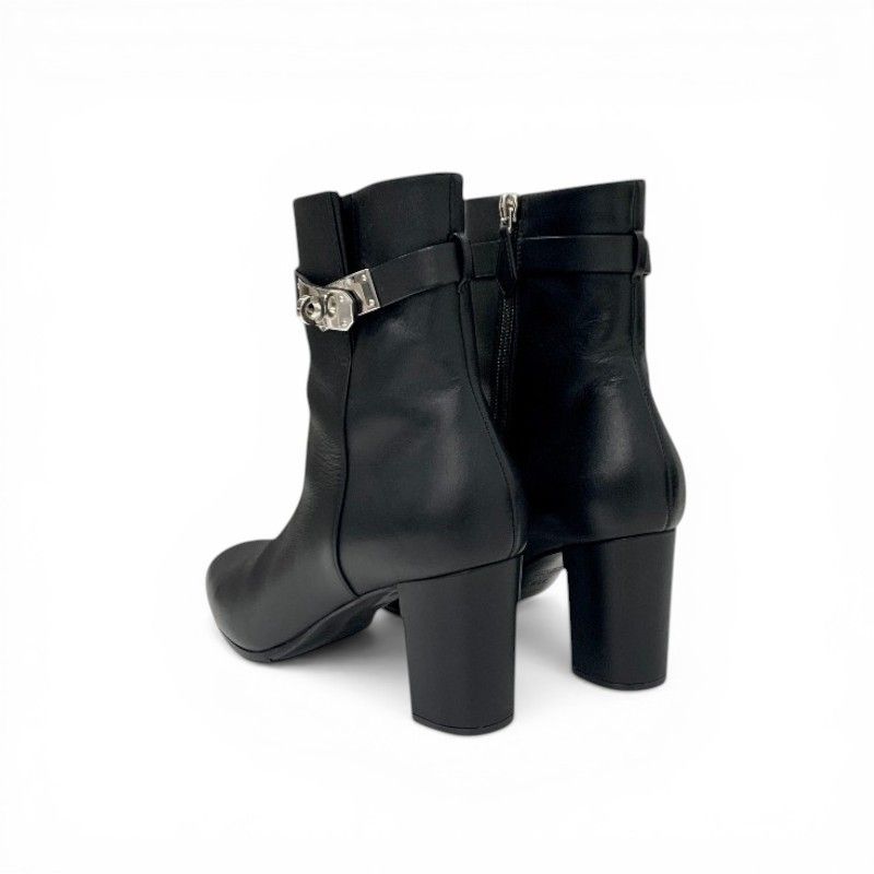 Hermes Saint Germain Boots Short Shoes Leather Black Silver Kelly — view 4