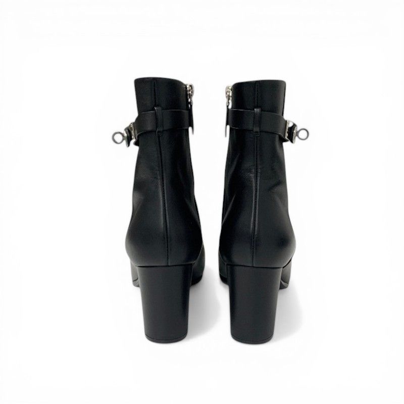 Hermes Saint Germain Boots Short Shoes Leather Black Silver Kelly — view 5