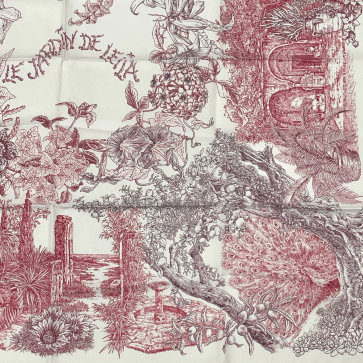 Hermes Carre 90 Silk Scarf le Jardin de Leila's Garden White — view 5
