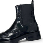Hermes Boots Short Shoes Leather Black Side Gore Wing — view 9