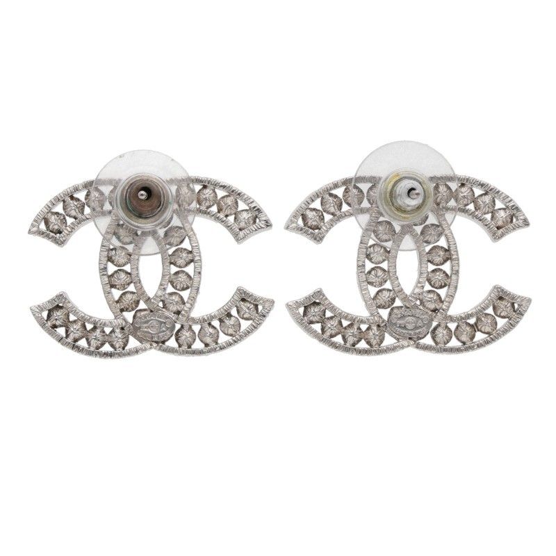 Chanel CC Logo Rhinestone Earrings — view 2