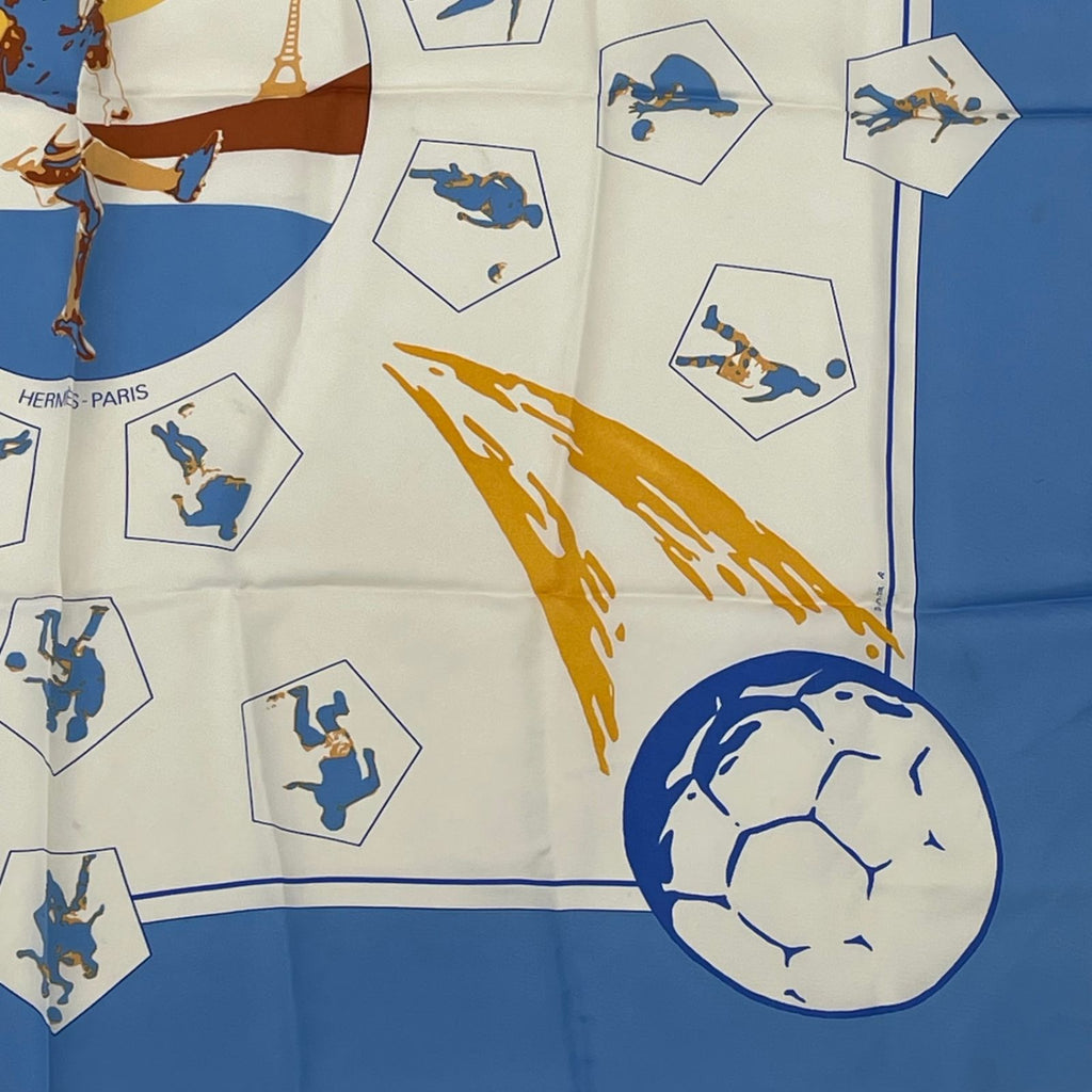 Hermes Carre 90 Vive les Champion Viva Blue Scarf — view 5