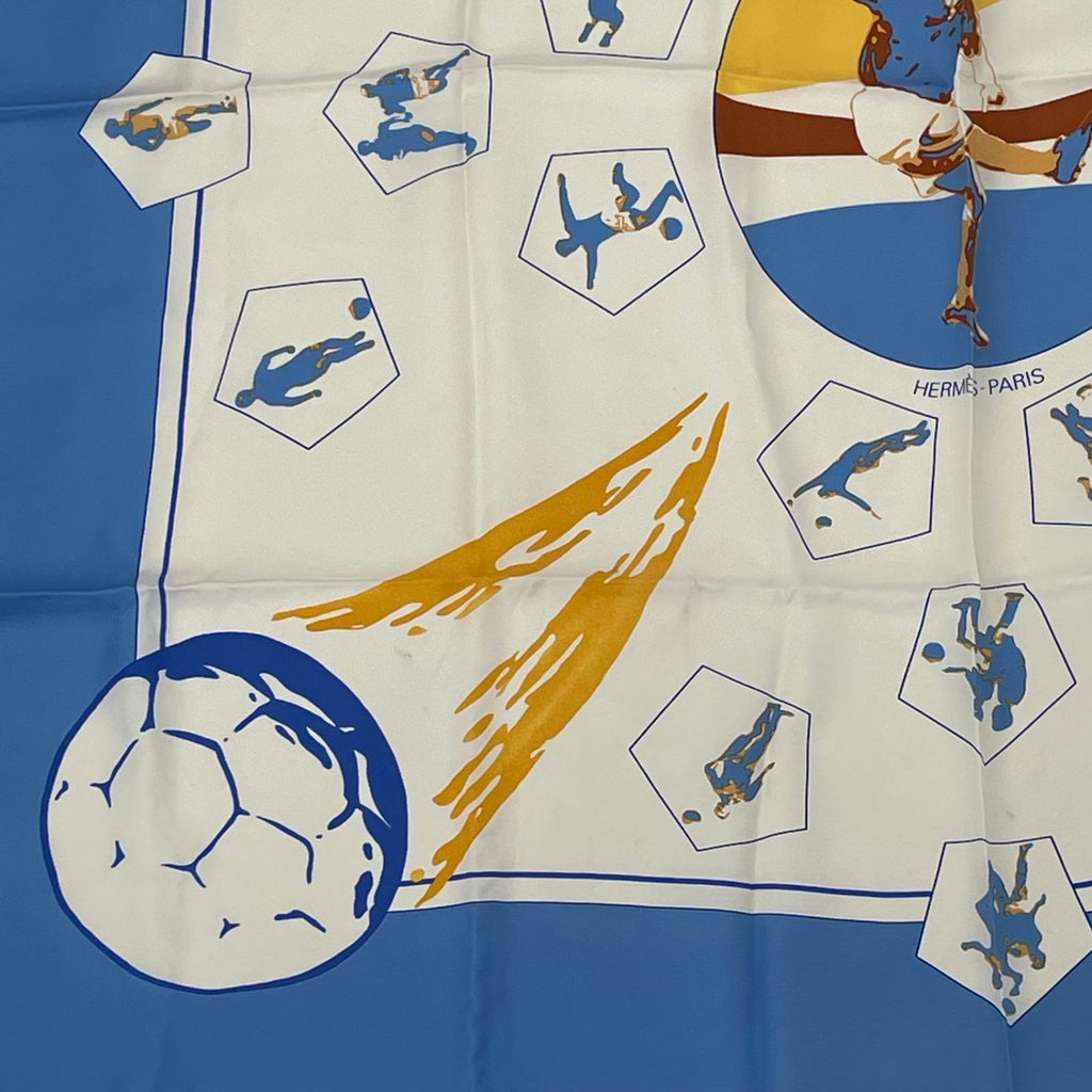 Hermes Carre 90 Vive les Champion Viva Blue Scarf — view 4