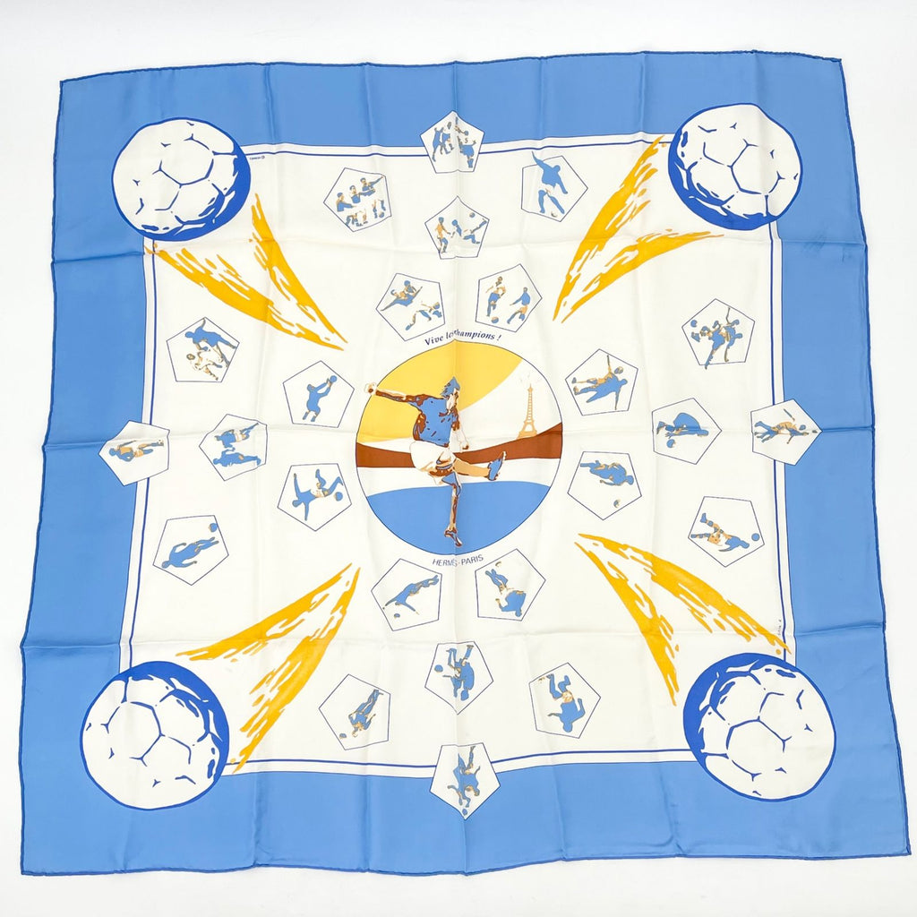 Hermes Carre 90 Vive les Champion Viva Blue Scarf