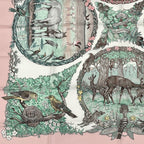 Hermes Carre 90 Les Quatre Saisons Four Seasons Brown Animal Flower Scarf Silk