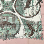 Hermes Carre 90 Les Quatre Saisons Four Seasons Brown Animal Flower Scarf Silk