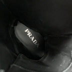 Prada Boots Long Shoes Nylon Leather Black Re-Nylon Triangle Logo Lace — view 7