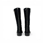 Prada Boots Long Shoes Nylon Leather Black Re-Nylon Triangle Logo Lace — view 5