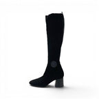 Hermes Fontaine Boots Long Shoes Fabric Leather Black Knit Exlibris — view 3