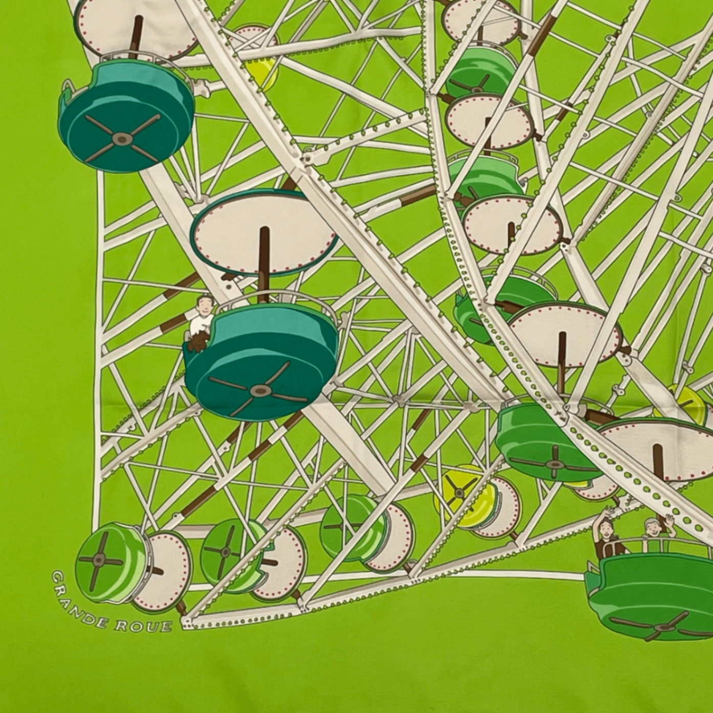 Hermes Carre 90 Scarf Grande Roue Ferris Wheel Green — view 4