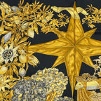 Hermes Carre 90 Passiflores Passion Flower Black Silk 100% Scarf