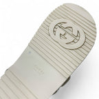 Gucci Double Sandals Shoes Fabric Leather Ivory Multicolor GG Marmont Rhinestone — view 8
