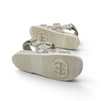 Gucci Double Sandals Shoes Fabric Leather Ivory Multicolor GG Marmont Rhinestone — view 6