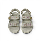 Gucci Double Sandals Shoes Fabric Leather Ivory Multicolor GG Marmont Rhinestone — view 2