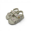 Gucci Double Sandals Shoes Fabric Leather Ivory Multicolor GG Marmont Rhinestone